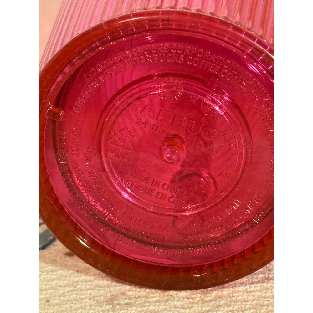 Starbucks 24 Oz Pink Textured Tumbler With Straw Reusable & BPA-Free Limited Edi - Picture 5 of 5